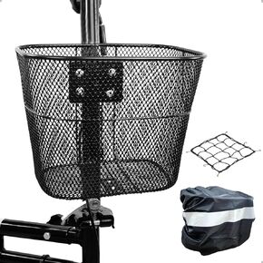 Mkuero Knee Scooter Basket with Cargo Net and Cover, Metal Bicycle Basket for Jetson Products Bolt, Bolt Pro, LX10, Axle, Bolt Up, Knee Scooter and Electric Bicycle
