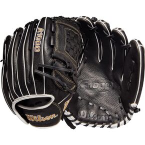 Wilson 2022 A1000 P12 12" Fastpitch Pitcher's Glove - Left Hand Throw, Black/Metallic Gold/White