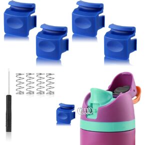 4pcs Replacement Button Compatible with Owala FreeSip 24oz 32oz, Water Bottle Lid Mouth Push Switch Top Cap Seal Stopper Replacement Parts for Owala 19/24/32/40oz Accessories, Dark Blue
