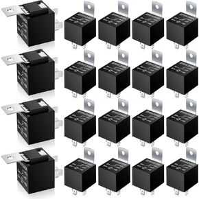 20 Packs 12V 30/40 Amp 5 Pin Relays Switch Electrical SPDT Auto Power Relay for Cars Automotive Truck Marine Boat Fan