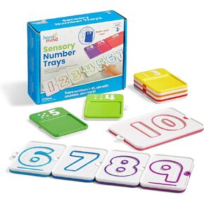 hand2mind Sensory Number Trays, Learning Numbers for Kids, Fine Motor Activities, Counting Toys for Sensory Seeking Kids, Texture Toys, Pre-Writing Skills for Toddlers, Montessori Math Materials