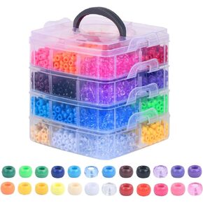 Simetufy 4200 Pcs Pony Beads Plastic Beads for Bracelets Making, Multi-Colored Rainbow Hair Beads for Hair Braids, 24 Assorted Colors Kandi Friendship Bracelet Beads for Crafts, Jewelry Making (Boxed)