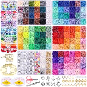 Wuollgess 20,000PCS Clay Beads for Bracelet Making Kit, 120 Colors 6 Boxes Polymer Heishi Beads, Friendship Bracelet Kit for DIY Crafts, Earrings Necklace Jewelry Making Kit for Girls Adults