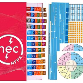 NEC Tabs, Color Coded 2023 National Electrical Code Book Index Tabs for NFPA 70 Exam Test, with 2 Ohm's Law Stickers and Electrical Equations Sheet (Book Not Included)…