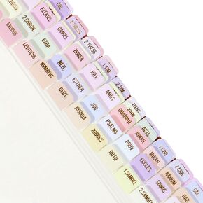 Idyllic Grace - Mini Bible Tabs, Rose Gold Foil Lettering, Journaling, Small Bibles, Study Tool, 90 Tabs, Old and New Testament, Christian, Catholic, Apocrypha, Index Tabs, Glossy Laminated - Elevated