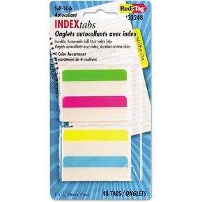 علامات تبويب الفهرس القابلة للإزالة للكتابة على علامة Redi، 2 × 11/16 بوصة، 48 علامة تبويب في كل عبوة، 4 ألوان متنوعة، عبوة واحدة (33248) (RTG33248) in Kuwait