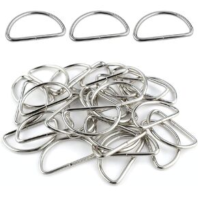 TKYPZY 30 Pack Metal D Ring for Sewing D-Rings Buckle D Rings for Webbing Belts Bags Dog Leash Hand DIY Accessories Non-Welded D Ring for Keychains Purse Multi-Purpose Hardware Accessories (Silver)