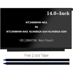 NT140WHM-N61 fit NT140WHM-N43 N140BGA-EA4 N140BGA-EB4 LCD Screen Replacement for HP Probook 440 G6, HD 1366x768, Laptop LED Display with Tape