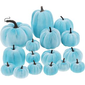 Yatinkim 16Pcs Pink Fake Foam Pumpkins Decorating Velvet Fabric Pumpkin Bulk Fall Table Bowl Centerpiece Farmhouse Harvest Decorative Halloween
