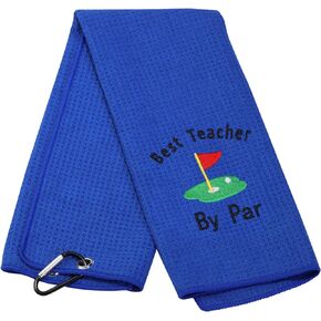 Golf Coach Teacher Appreciation Gift Best Teacher by Par Embroidered Golf Towel Gift Golf Towel with Clip (Best Teacher)