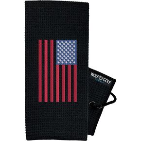 Wolf Golf Towels - American Flag Golf Towel - Embroidered USA Golf Towel - Golf Gift for Men or Women - Golf Accessories for Women or Men