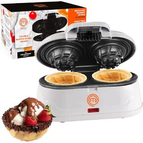 MasterChef Double Waffle Cone Bowl Maker- Makes Two 4" Bowls at Once! - Non-Stick, Easy To Clean, Even Heating- Perfect Homemade Ice Cream Sundaes, Fruits, & Custards-Fun Gift and Summer Party