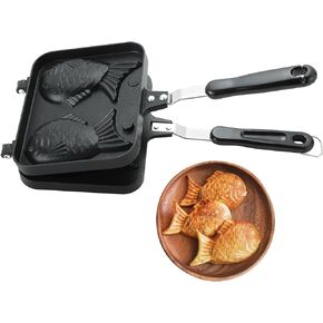 MAOPINER Taiyaki Fish Shape Cake Pan Waffle Cake Maker Pan Fish Shaped Pancake Double Pan Mold for Home DIY Cooking Party Dessert