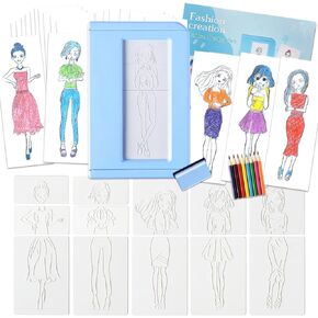 Rubbing Plate Set, Fashion Design Art Activity Kit, Double-Sided, Textured Fashion Plates for Creative Design Fun, Drawing Sets, Crayon Fashion Plates, Fashion Studio Design Kit for Girls Boys