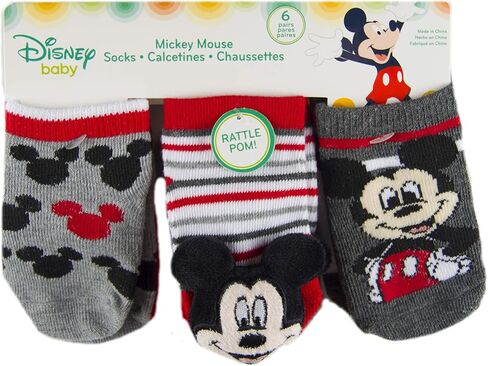 Mickey Mouse Baby Boys 6 Pack Rattle Low Cut Socks in Saudi Arabia