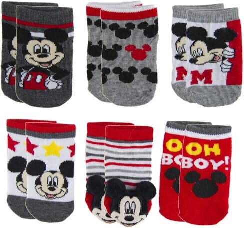 Mickey Mouse Baby Boys 6 Pack Rattle Low Cut Socks in Saudi Arabia