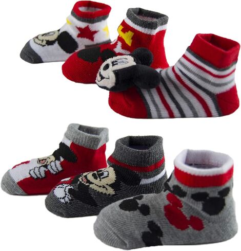 Mickey Mouse Baby Boys 6 Pack Rattle Low Cut Socks in Saudi Arabia
