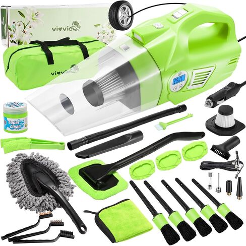 Vioview Car Detailing Kit Interior Cleaner, 24 PCS Interior Car Cleaning Kit with 4-in-1 Portable Car Vacuum Cleaner, Car Cleaning Supplies with Detailing Brush Set, Car Accessories for Men/Women Gift in Saudi Arabia