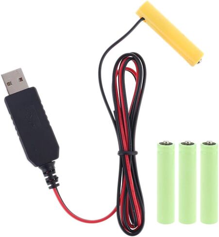 KHIOPNT LR03 AAA مزيل البطارية 1 متر USB كابل إمداد الطاقة استبدال 1 إلى 4 قطعة بطارية AAA (4.5 فولت) in Kuwait