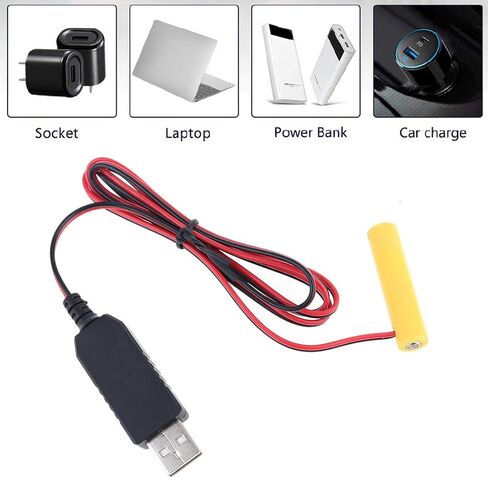KHIOPNT LR03 AAA مزيل البطارية 1 متر USB كابل إمداد الطاقة استبدال 1 إلى 4 قطعة بطارية AAA (4.5 فولت) in Kuwait