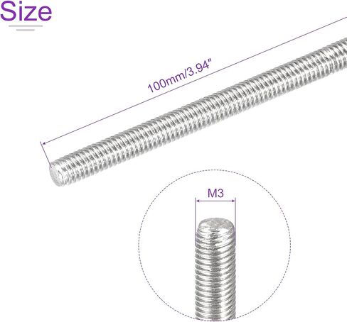 DMiotech 5 حزمة M3x100mm طول قضيب ملولب بالكامل 304 من الفولاذ المقاوم للصدأ خيوط اليد اليمنى قضيب شريط ترصيع المشابك in Saudi Arabia