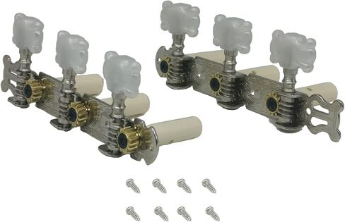 مطلي بالكروم 3 على لوحة موالف ليرا ستايل كلاسيكي جيتار سلسلة رأس ضبط دبوس مفتاح مجموعة موالف، رؤوس آلة سلسلة الجيتار ضبط أوتاد مفاتيح زر فراشة لؤلؤية نيكل QH-JD-001S in Kuwait