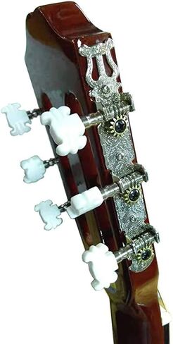 مطلي بالكروم 3 على لوحة موالف ليرا ستايل كلاسيكي جيتار سلسلة رأس ضبط دبوس مفتاح مجموعة موالف، رؤوس آلة سلسلة الجيتار ضبط أوتاد مفاتيح زر فراشة لؤلؤية نيكل QH-JD-001S in Kuwait