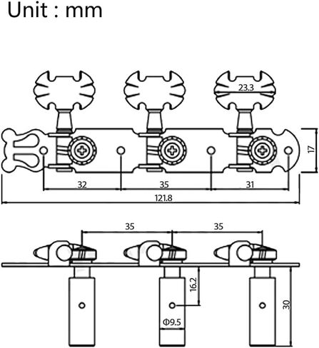 مطلي بالكروم 3 على لوحة موالف ليرا ستايل كلاسيكي جيتار سلسلة رأس ضبط دبوس مفتاح مجموعة موالف، رؤوس آلة سلسلة الجيتار ضبط أوتاد مفاتيح زر فراشة لؤلؤية نيكل QH-JD-001S in Kuwait