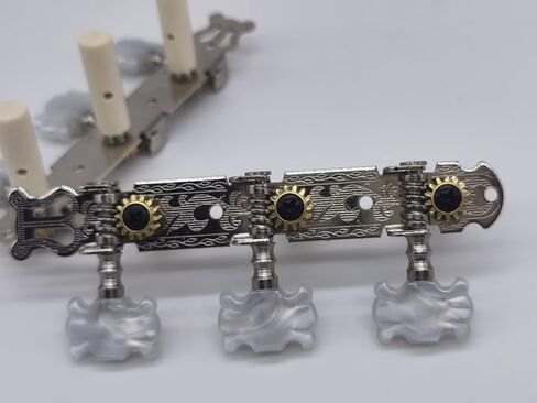 مطلي بالكروم 3 على لوحة موالف ليرا ستايل كلاسيكي جيتار سلسلة رأس ضبط دبوس مفتاح مجموعة موالف، رؤوس آلة سلسلة الجيتار ضبط أوتاد مفاتيح زر فراشة لؤلؤية نيكل QH-JD-001S in Kuwait