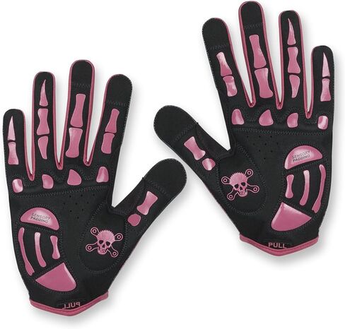 RocRide Skeleton Cycling Gloves Gel Padded Full Finger Road Mountain BMX Unisex Men Women and Youth Sizes Black with White Blue Red Pink or Green Print in Saudi Arabia