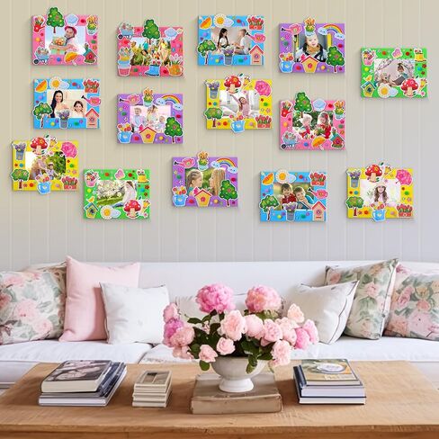 Anglechic 150 Pcs Spring DIY Picture Frames Craft Kits Include Foam Picture Frames Rhinestone Sticker Pom Poms Spring Handmade Craft Decorate Gifts for Home Party Preschool Classroom Activities Games in Saudi Arabia