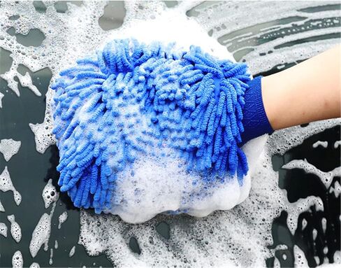 Car Wash Mitts,5 Pcs Portable Double Sided Microfiber Car Washing Gloves for Car Cleaning Mitts Tools Premium Chenille Scratch-Free Car Washing Gloves Car Wash Kit Accessories Rag Sponge,22*15cm in Kuwait