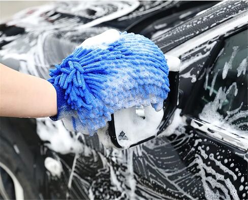 Car Wash Mitts,5 Pcs Portable Double Sided Microfiber Car Washing Gloves for Car Cleaning Mitts Tools Premium Chenille Scratch-Free Car Washing Gloves Car Wash Kit Accessories Rag Sponge,22*15cm in Kuwait