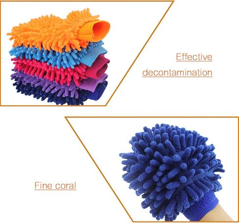 Car Wash Mitts,5 Pcs Portable Double Sided Microfiber Car Washing Gloves for Car Cleaning Mitts Tools Premium Chenille Scratch-Free Car Washing Gloves Car Wash Kit Accessories Rag Sponge,22*15cm in Kuwait