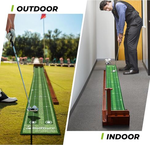 Putting Green, 9.8ft Golf Putting Mat with Automatic Ball Return Track & Putting Mirror, Indoor Putting Greens for Home with Thickened Wrinkle-Free Crystal Velvet, Golf Accessories for Men in Saudi Arabia