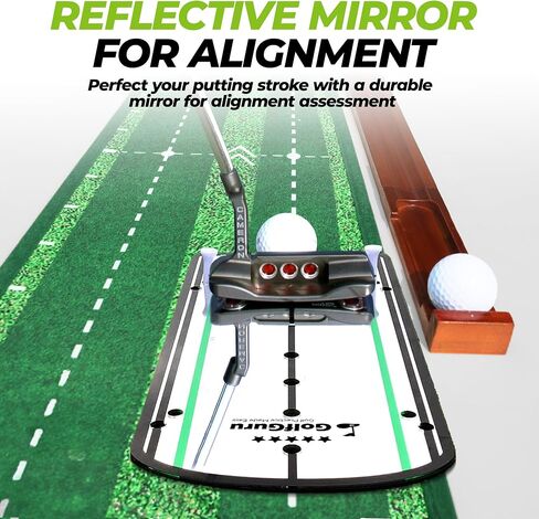 Putting Green, 9.8ft Golf Putting Mat with Automatic Ball Return Track & Putting Mirror, Indoor Putting Greens for Home with Thickened Wrinkle-Free Crystal Velvet, Golf Accessories for Men in Saudi Arabia