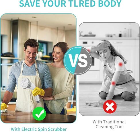 Electric Spin Scrubber, FARTVOLUS Cordless Cleaning Brush with 8 Replaceable Brush Heads, Bathroom and Floor Tile 360 Power Scrubber Dual Speed with Extension Handle for Bathtub, Kitchen, Window in Saudi Arabia