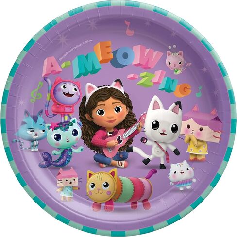 أطباق مناديل غداء وبيت الدمى من غابي مقاس 9 بوصات تكفي لـ 16 شخصًا - لوازم حفلات متينة ومقاومة للتسرب ومقاومة للقطع للأطفال الصغار والفتيات والأطفال - ديكورات حفلات بيت الدمى من غابي in Kuwait