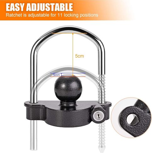 CZC AUTO Trailer Hitch Lock Universal Tow Ball Coupler Security Kit Heavy Duty Anti-Theft Protection for Trailer Caravan Horsebox, 2 Keys, Yellow in Saudi Arabia