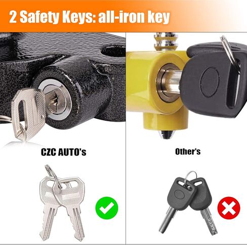 CZC AUTO Trailer Hitch Lock Universal Tow Ball Coupler Security Kit Heavy Duty Anti-Theft Protection for Trailer Caravan Horsebox, 2 Keys, Yellow in Saudi Arabia