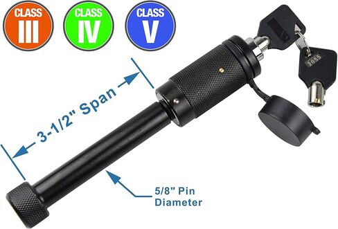 TOPTOW 63520 Trailer/RV Hitch Lock, 5/8 inch Locking Pin Dia, 3-1/2 inch Span, Fits for Class 3, 4, 5 Receiver in Kuwait