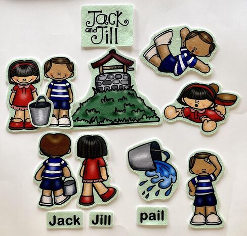 شخصيات قصة وقت اللباد جاك وجيل من أجل لوح الفلانيل/اللباد 14 قطعة من صفحات النشاط PRECUT Plus للأطفال الصغار في مرحلة ما قبل المدرسة وأغاني الحضانة in Kuwait