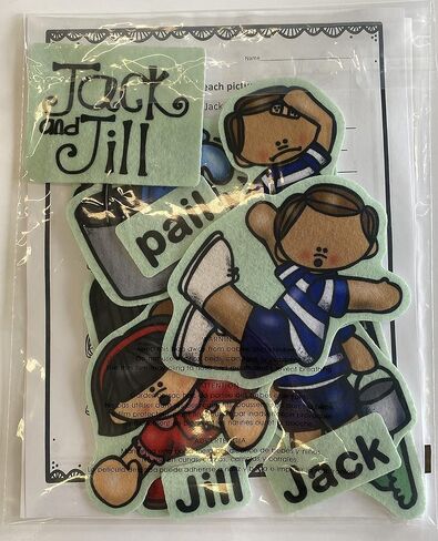 شخصيات قصة وقت اللباد جاك وجيل من أجل لوح الفلانيل/اللباد 14 قطعة من صفحات النشاط PRECUT Plus للأطفال الصغار في مرحلة ما قبل المدرسة وأغاني الحضانة in Kuwait