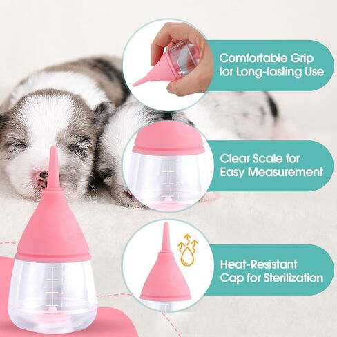 Kitten Bottle Feeding Kit,Puppy Bottles for Nursing Puppy Milk, Anti-Choking Puppy Feeder Design,Suitable for All Kinds of Puppies, Kittens and Other Small Animals (Pink) in Saudi Arabia
