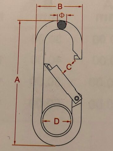 US Stainless Stainless Steel 316 Spring Hook Long Type with Eyelet 1/4" (6mm) Marine Grade in Saudi Arabia