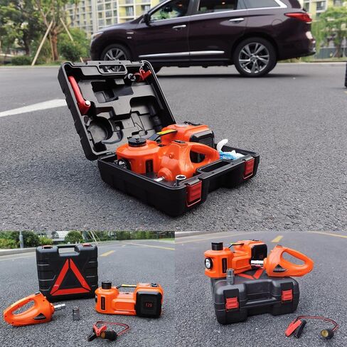 MarchInn 12V DC 5 Ton Electric Car Jack Kit 3 in 1 Hydraulic Floor Jack with Tire Inflator Pump LED Flashlight and Electric Impact Wrench Car Repair Tool Kit for Car SUV Truck Lift Tire Change in Saudi Arabia