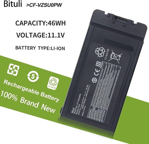 Bituli CF-VZSU0PW CF-VZSU0PR,Battery Replacement Pack for PANASONIC TOUGHBOOK CF54 CF-54 Mk1 Series 54 Gloved Multi Touch 54 Prime 11.1V 46Wh 4200mAh in Saudi Arabia