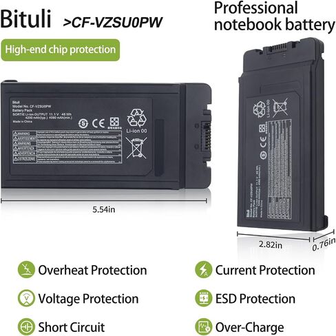 Bituli CF-VZSU0PW CF-VZSU0PR,Battery Replacement Pack for PANASONIC TOUGHBOOK CF54 CF-54 Mk1 Series 54 Gloved Multi Touch 54 Prime 11.1V 46Wh 4200mAh in Saudi Arabia