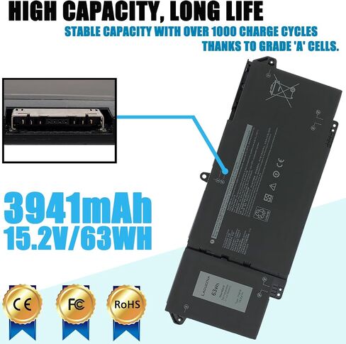 LAQUEENA G91J0 Laptop Battery Compatible with Dell Latitude 3320 3330 3420 3520 Inspiron 3510 3511 3515 3520 3525 3530 5320 5330 5410 5415 5418 5518 5430 5435 7415 7420 2-in-1 Vostro 5620 5625 in Saudi Arabia