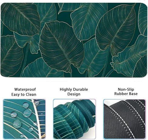 Ergonomic Large Mouse Pad and Keyboard Wrist Rest, Desk Pad for Keyboard and Mouse, 4-in-1 Large Gaming Mouse Pad with Wrist Support for Home Office Study Game-Green Leaves in Kuwait